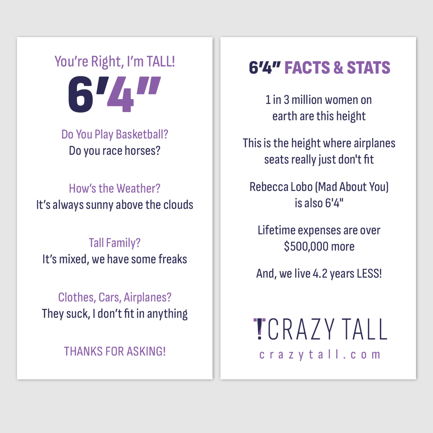 Public Response Cards - Women 6'4"