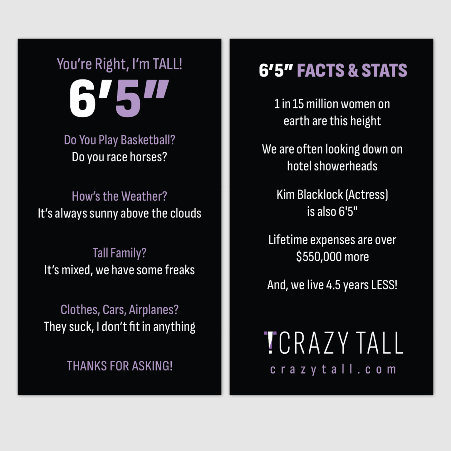 Public Response Cards - Women 6'5"