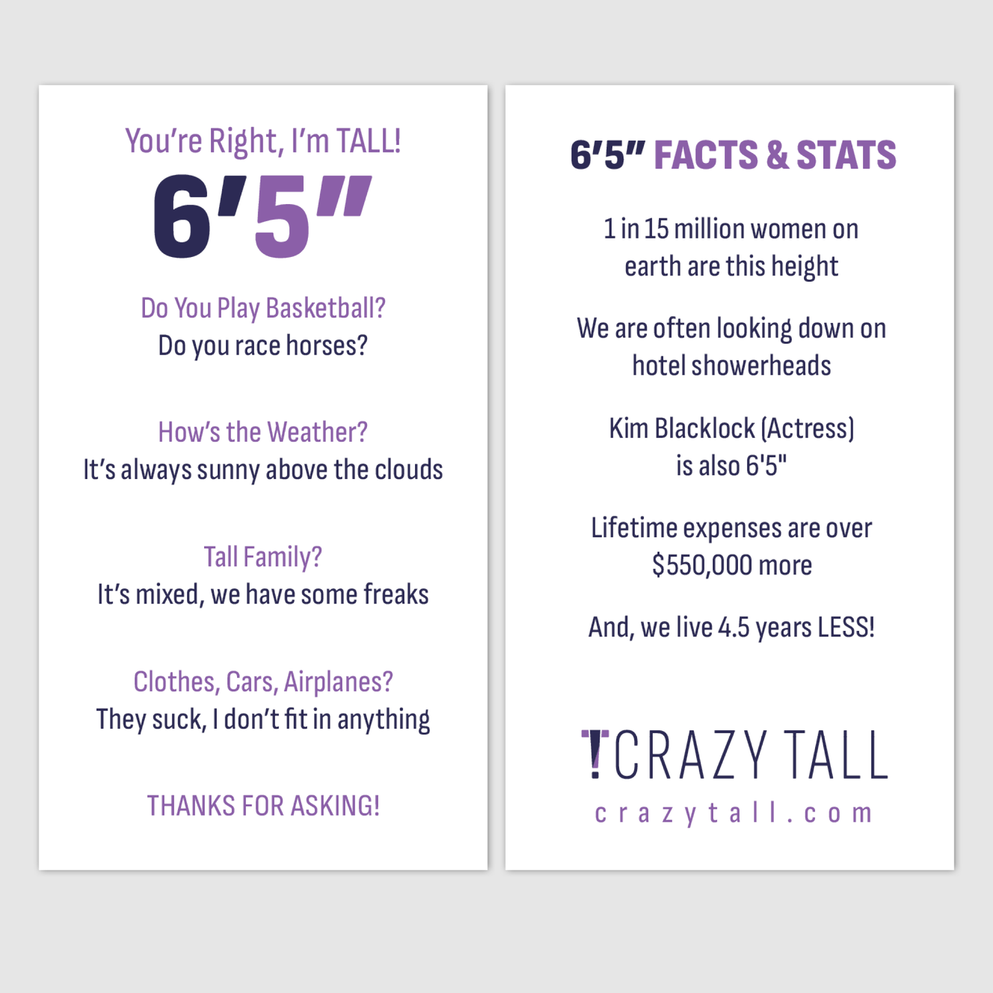 Public Response Cards - Women 6'5"