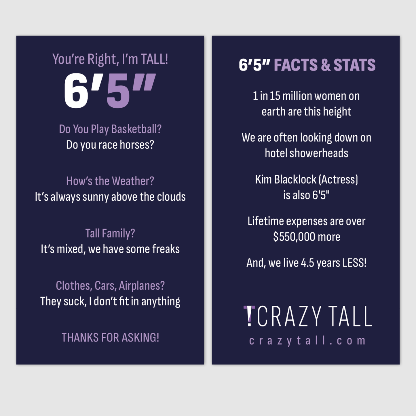 Public Response Cards - Women 6'5"