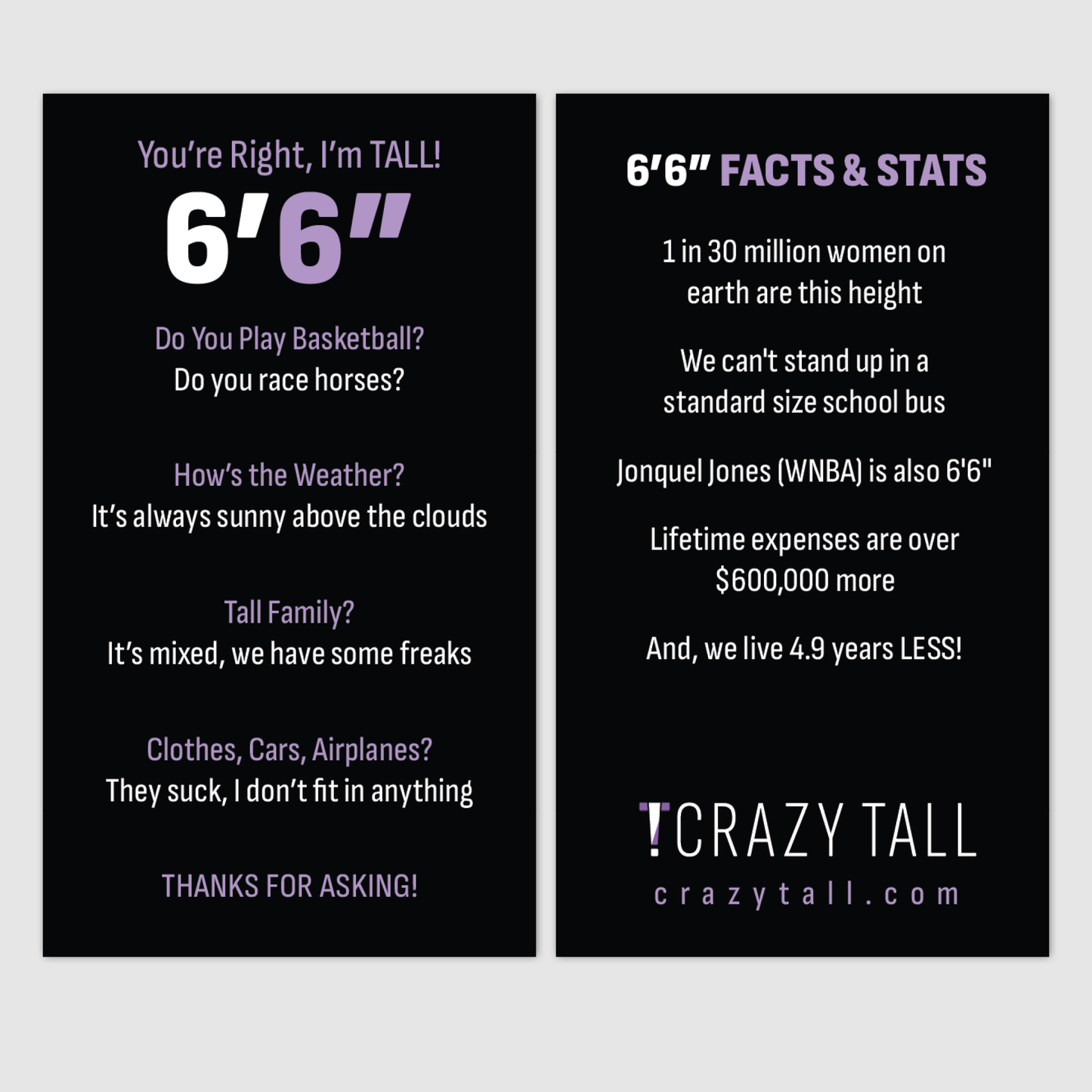 Public Response Cards - Women 6'6"