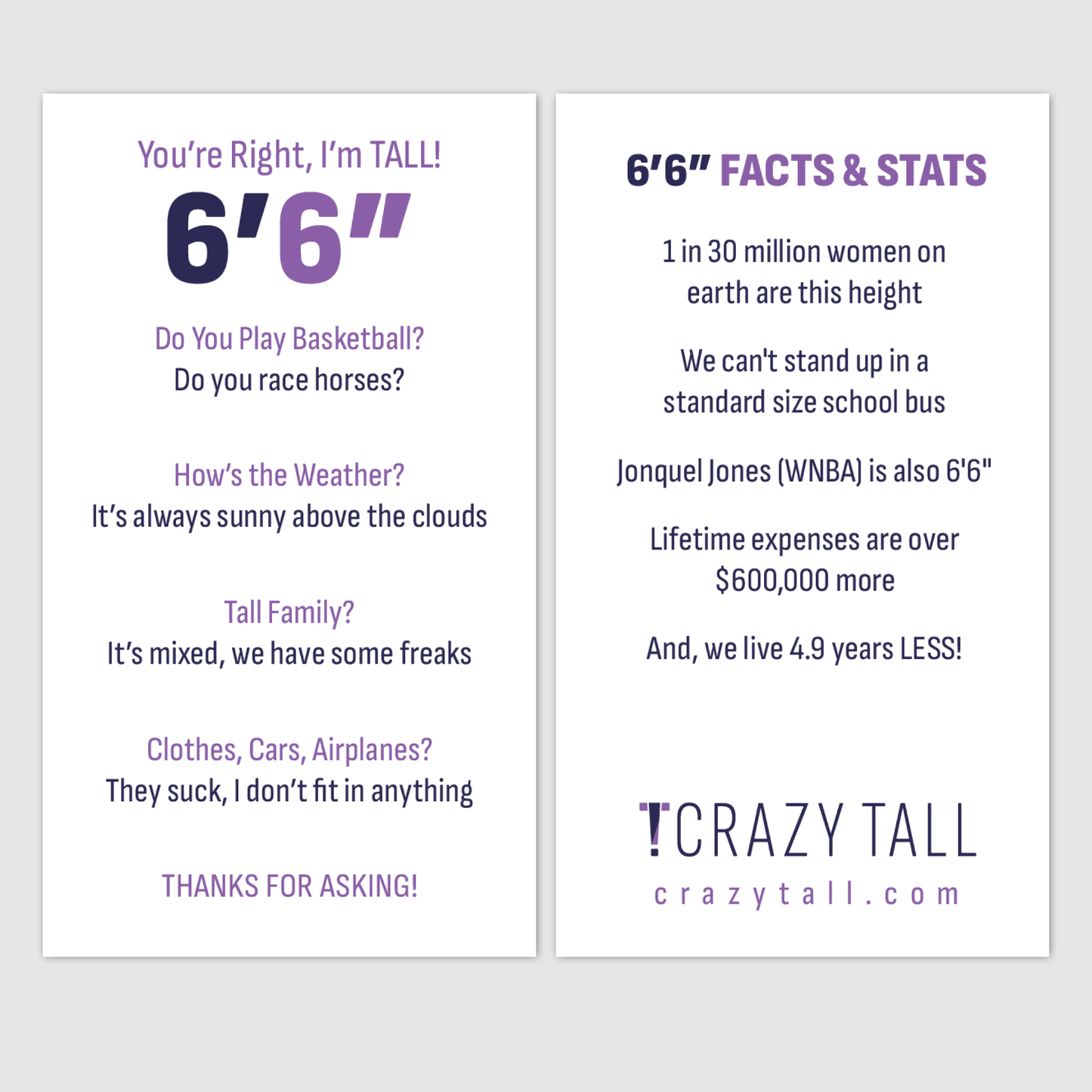 Public Response Cards - Women 6'6"