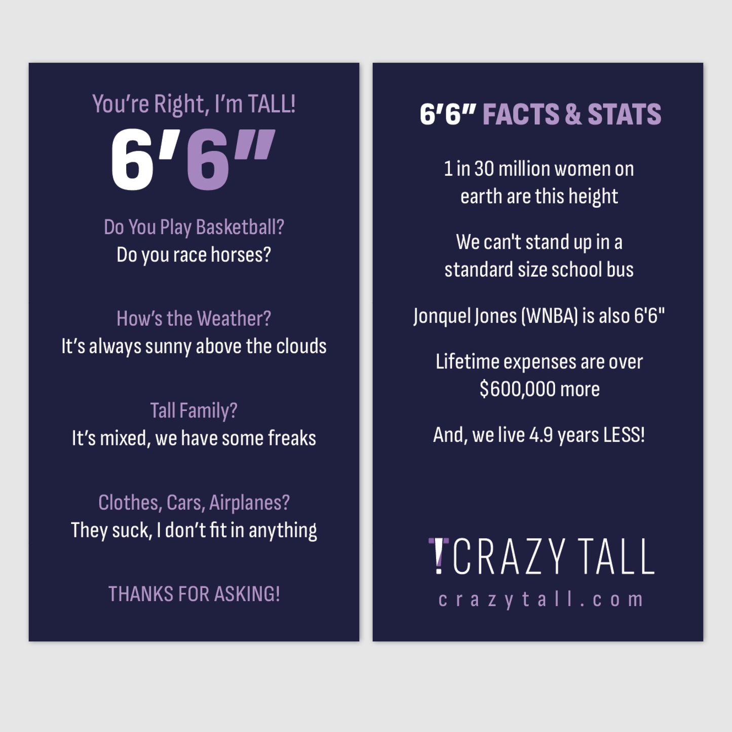 Public Response Cards - Women 6'6"