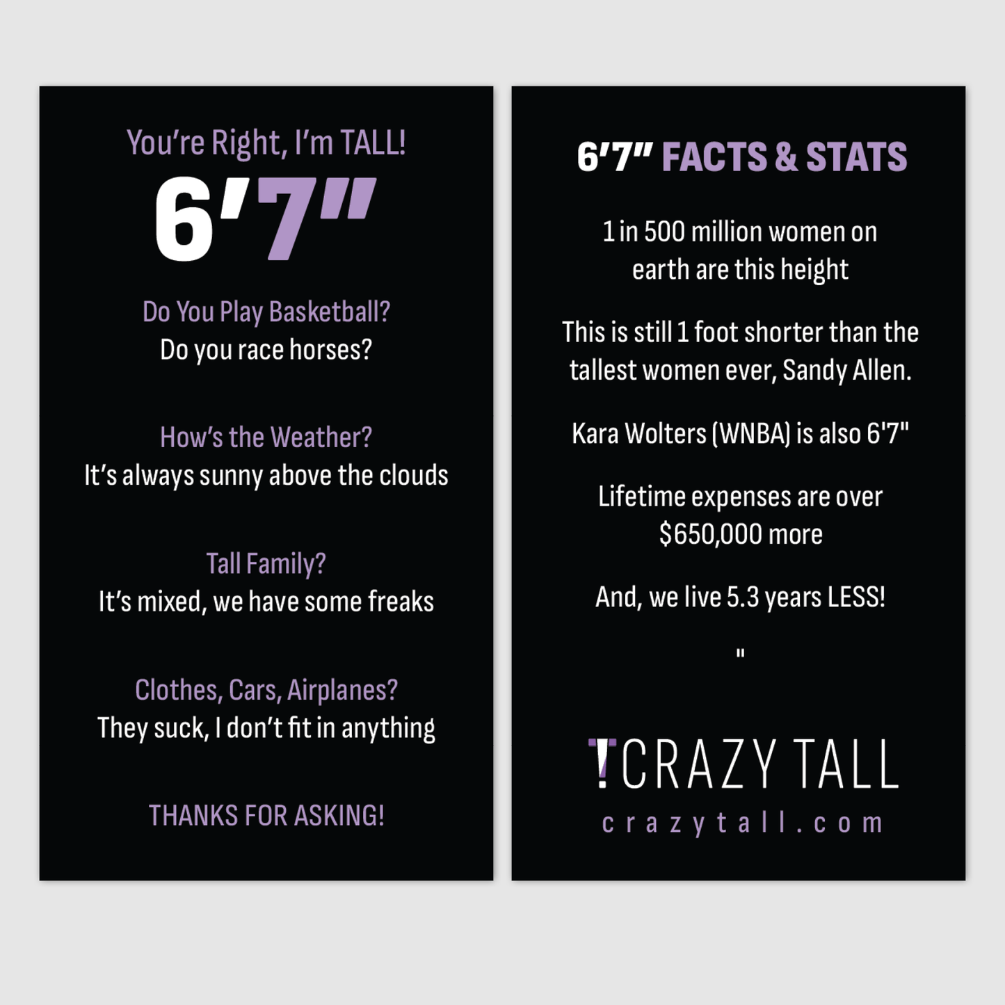 Public Response Cards - Women 6'7"