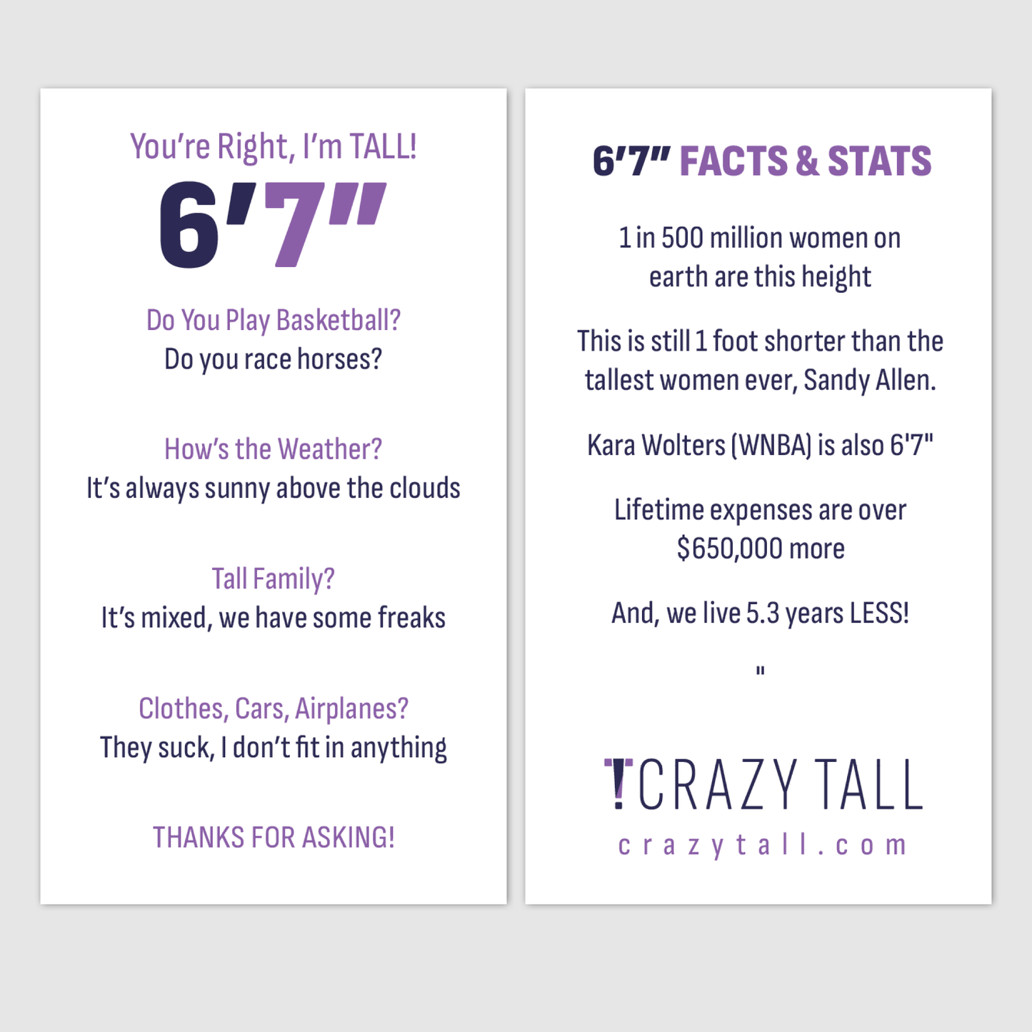 Public Response Cards - Women 6'7"