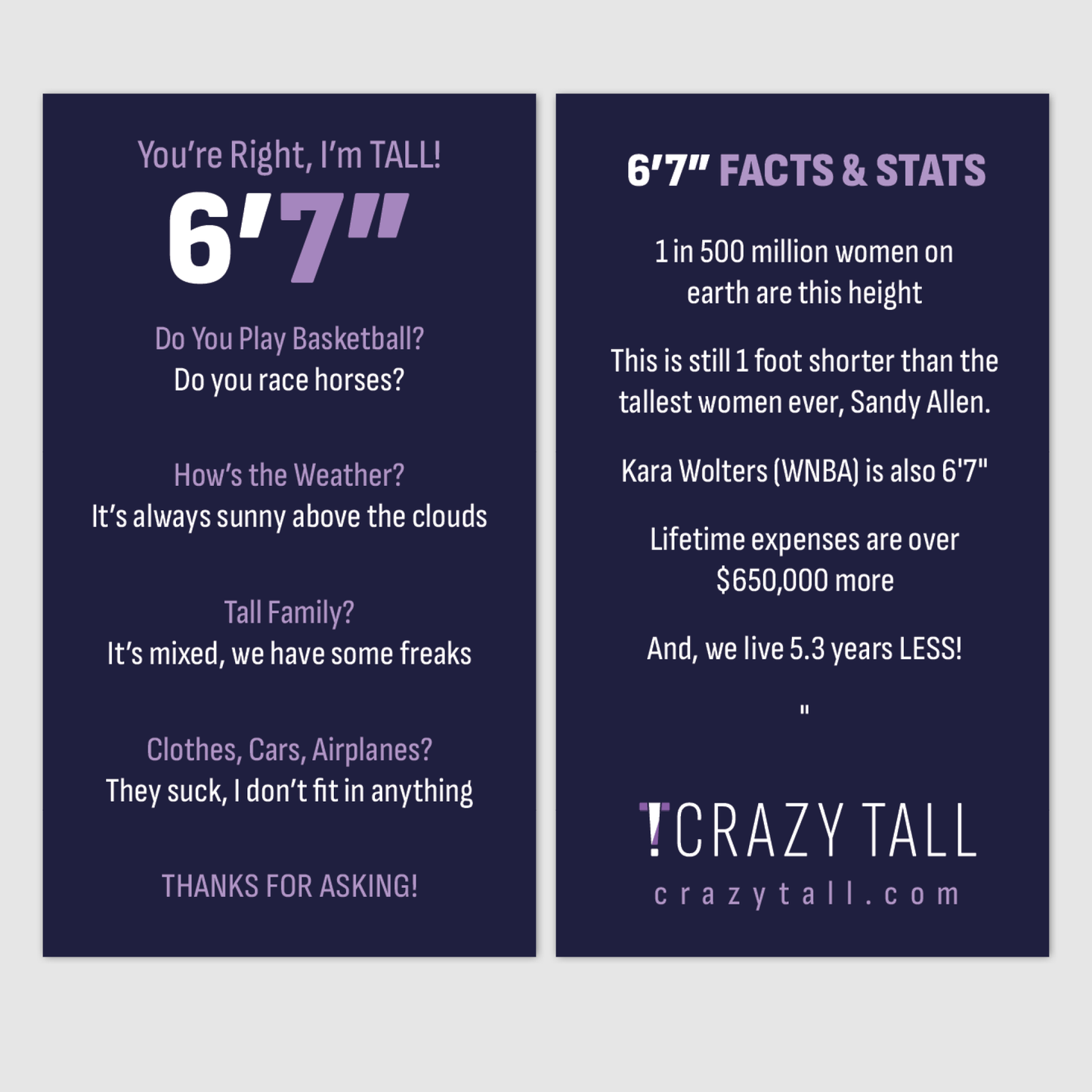 Public Response Cards - Women 6'7"