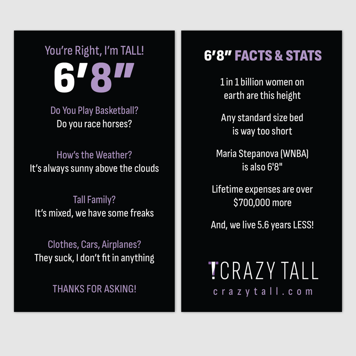 Public Response Cards - Women 6'8"