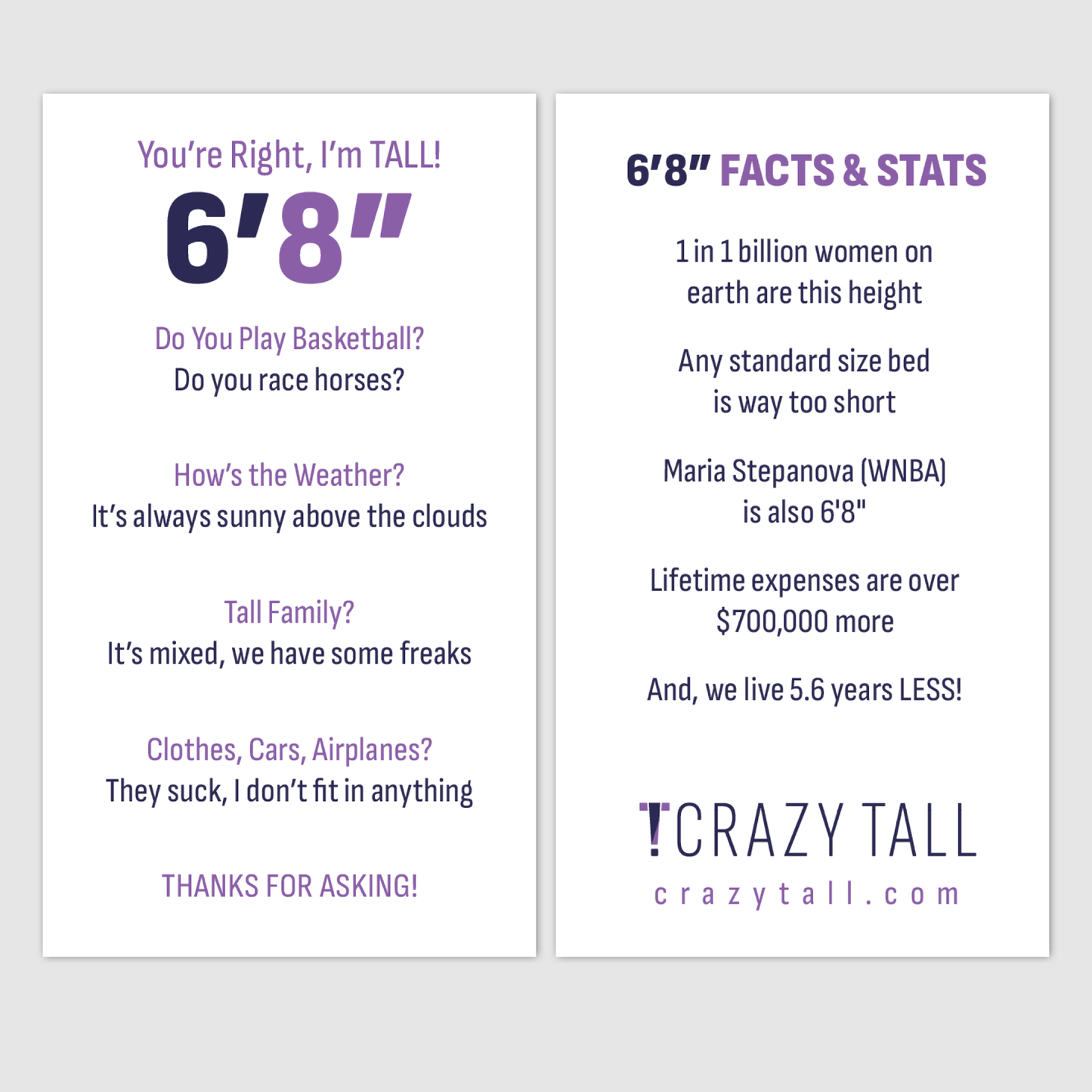 Public Response Cards - Women 6'8"