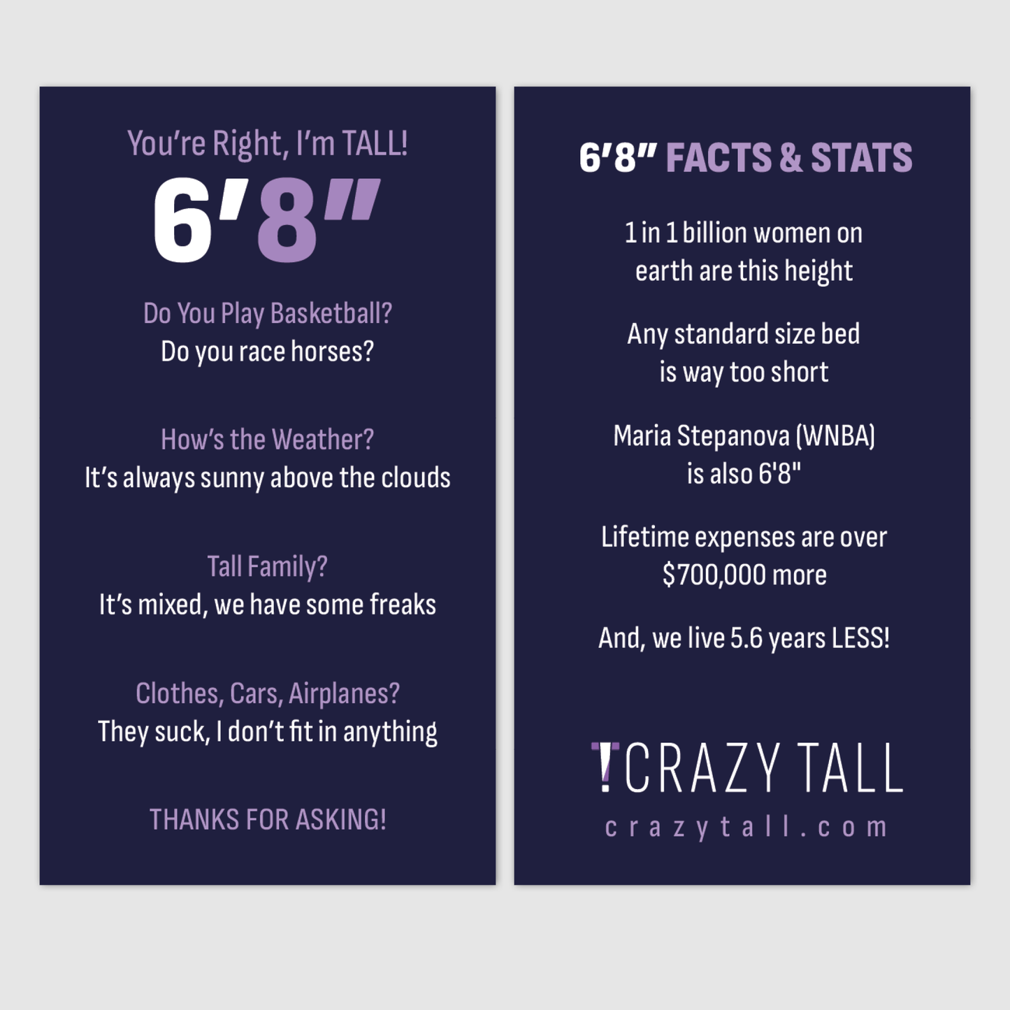 Public Response Cards - Women 6'8"