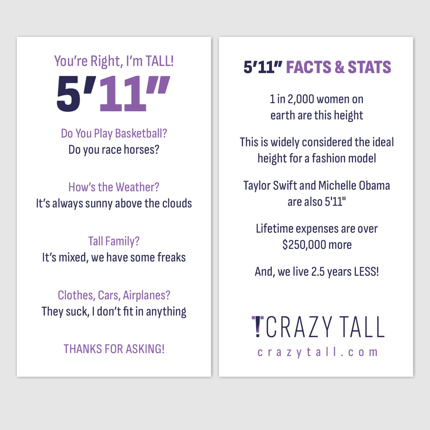Public Response Cards - Women 5'11"