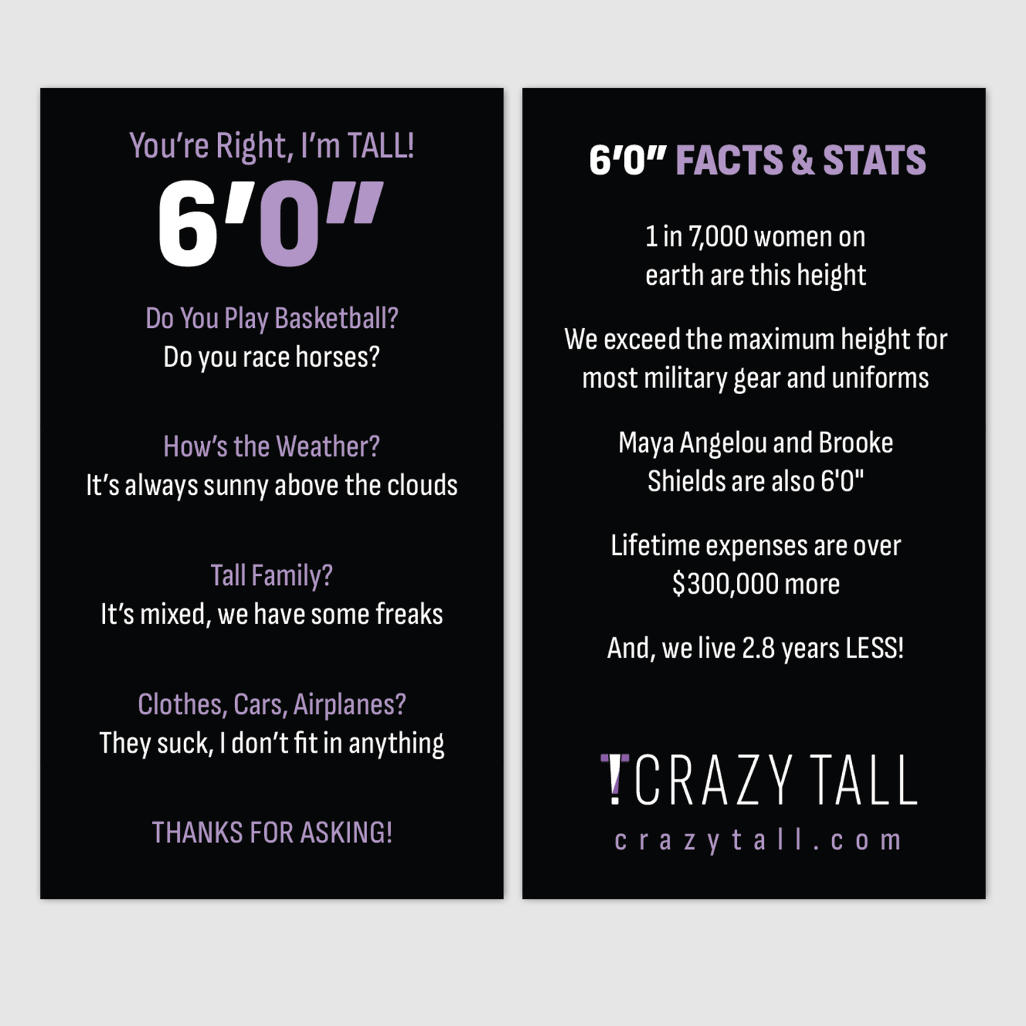 Public Response Cards - Women 6'0"