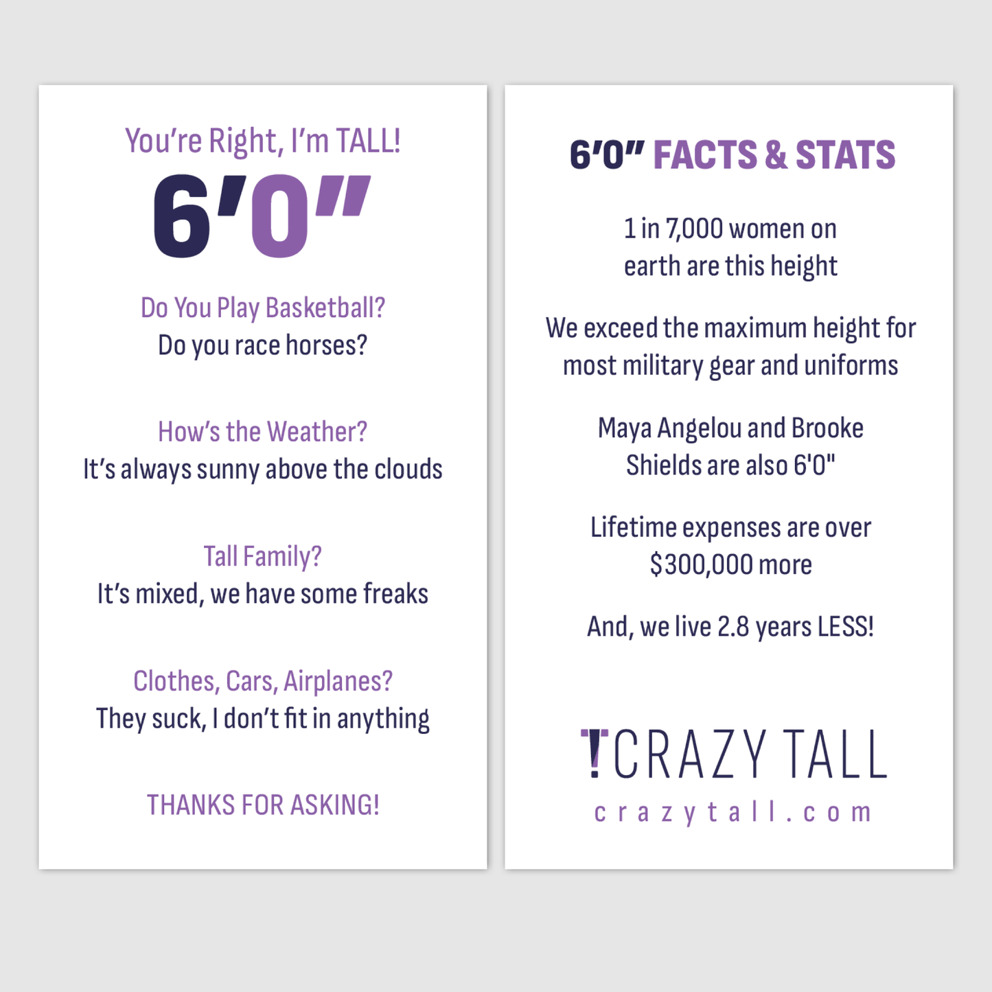 Public Response Cards - Women 6'0"