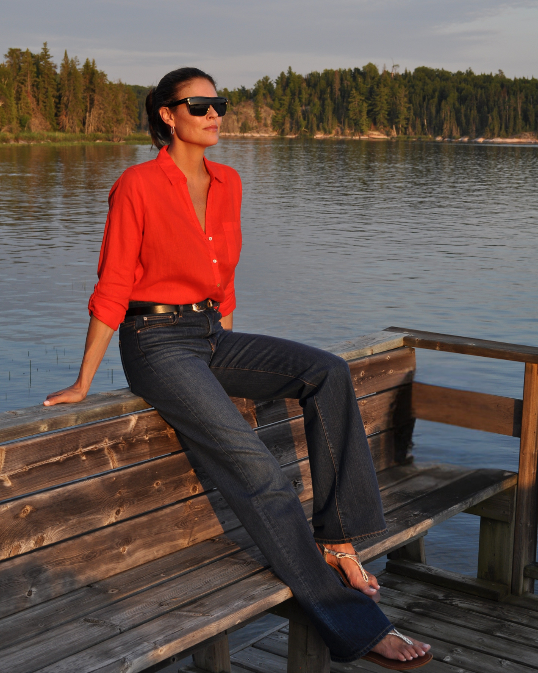 Relaxed Flare Tall Jeans, Dark Feather Wash