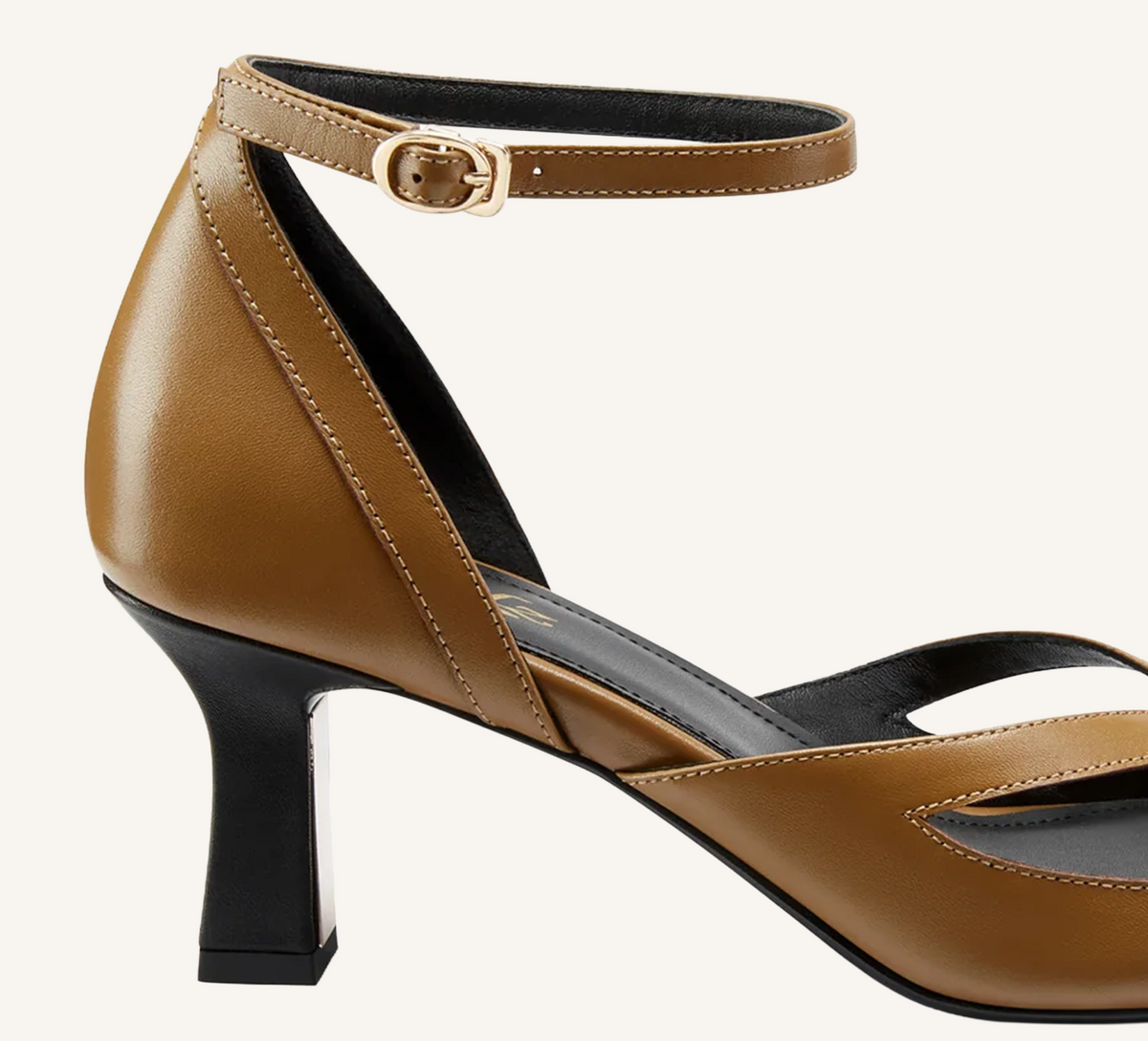 Beverly Premium Sandal Full Grain Leather 2.75" Gold Heel Standard and Wide