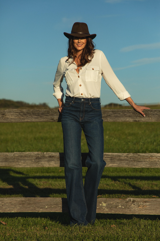Relaxed Flare Tall Jeans, Dark Feather Wash