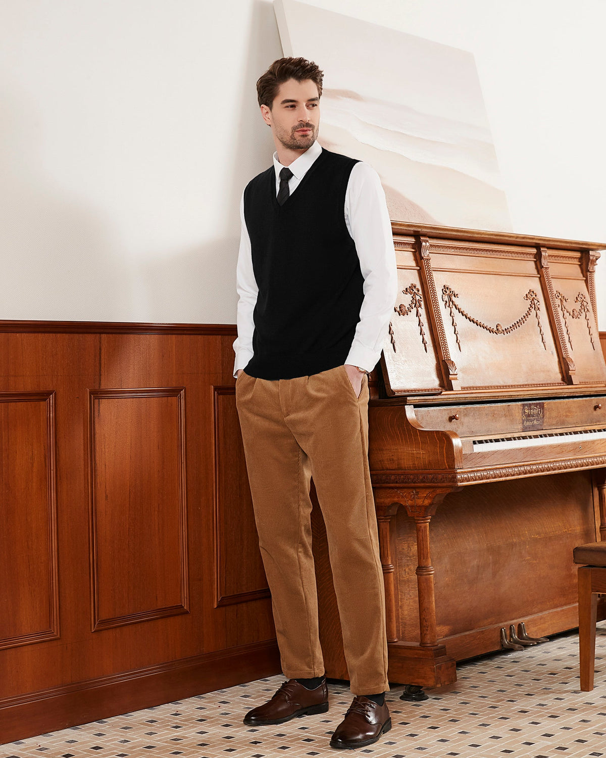 Wool Blend V-Neck Sweater Vest