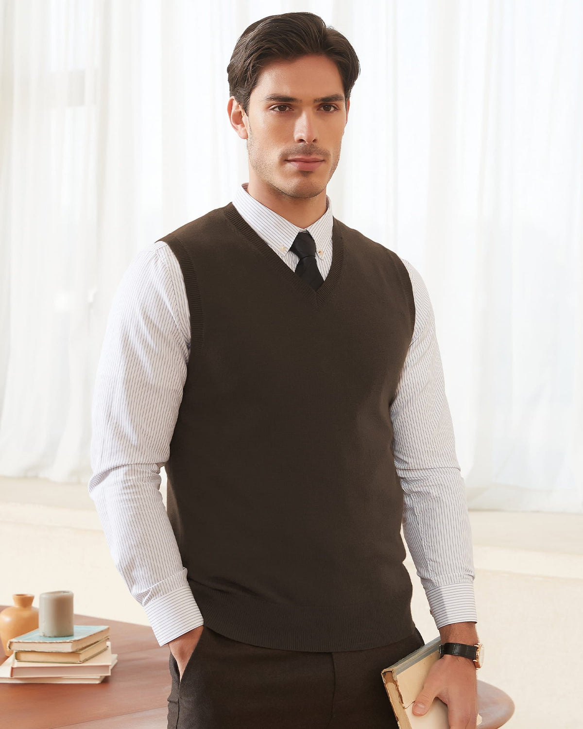 Wool Blend V-Neck Sweater Vest