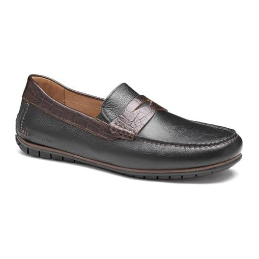 Black Full Grain/Dark Brown Croc Embossed Full...