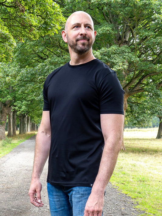 Organic Extra Long Slim Mercerised T-shirt (Black)